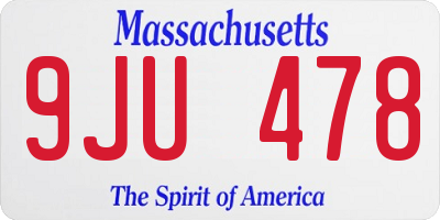 MA license plate 9JU478