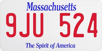 MA license plate 9JU524
