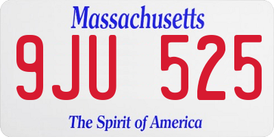 MA license plate 9JU525
