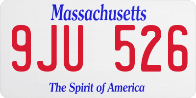 MA license plate 9JU526