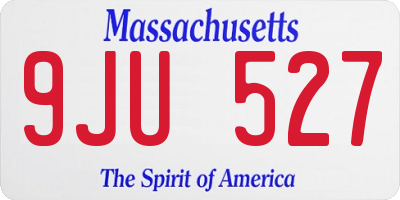 MA license plate 9JU527