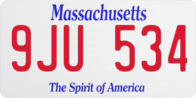 MA license plate 9JU534