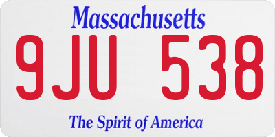 MA license plate 9JU538