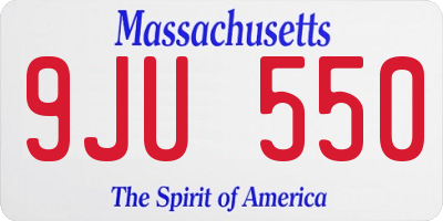 MA license plate 9JU550