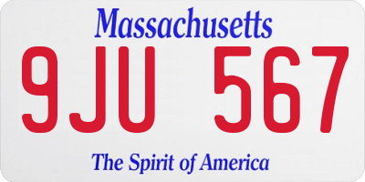 MA license plate 9JU567