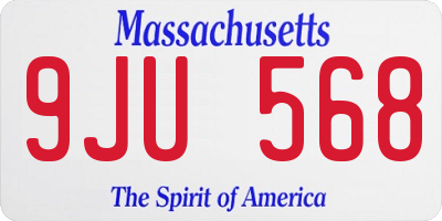 MA license plate 9JU568
