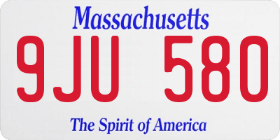 MA license plate 9JU580