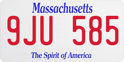 MA license plate 9JU585