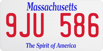 MA license plate 9JU586