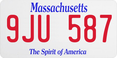 MA license plate 9JU587