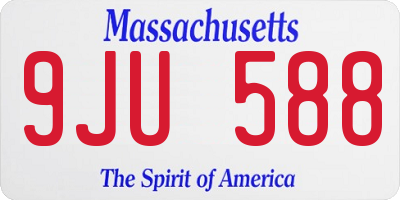 MA license plate 9JU588