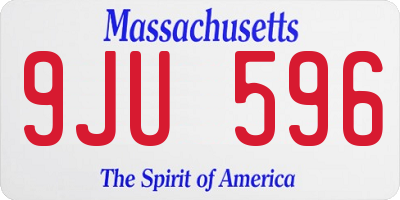 MA license plate 9JU596