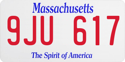 MA license plate 9JU617