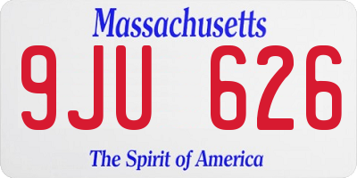 MA license plate 9JU626