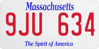 MA license plate 9JU634