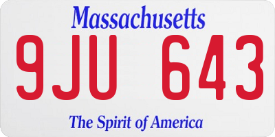 MA license plate 9JU643