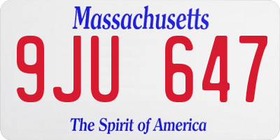 MA license plate 9JU647