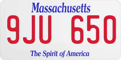 MA license plate 9JU650