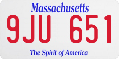 MA license plate 9JU651