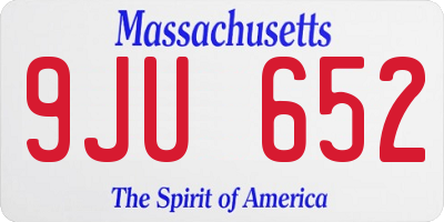 MA license plate 9JU652
