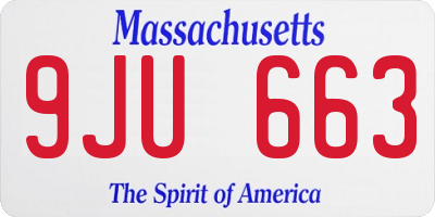 MA license plate 9JU663
