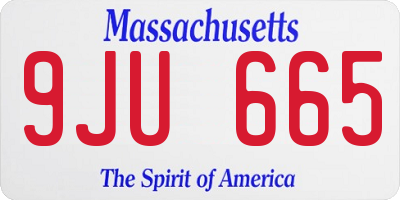 MA license plate 9JU665