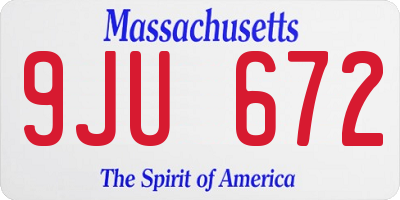 MA license plate 9JU672