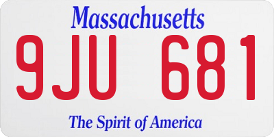 MA license plate 9JU681
