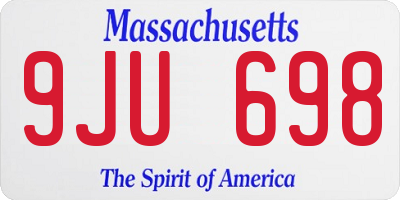 MA license plate 9JU698