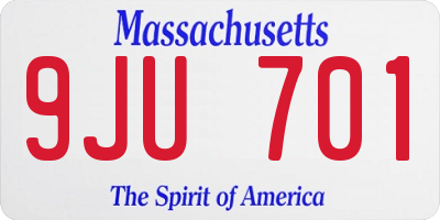 MA license plate 9JU701
