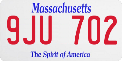 MA license plate 9JU702