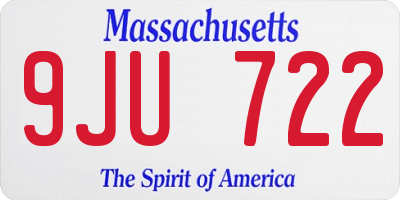 MA license plate 9JU722