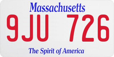 MA license plate 9JU726