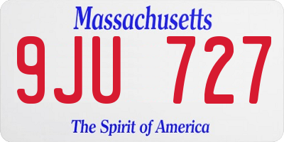 MA license plate 9JU727