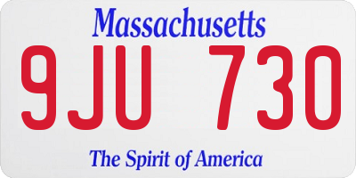 MA license plate 9JU730