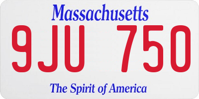 MA license plate 9JU750