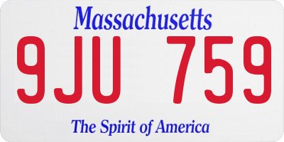 MA license plate 9JU759