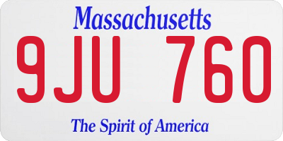 MA license plate 9JU760
