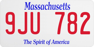 MA license plate 9JU782