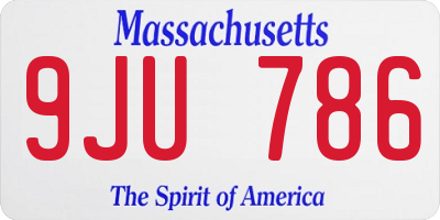 MA license plate 9JU786