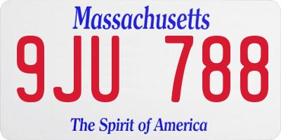 MA license plate 9JU788
