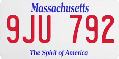 MA license plate 9JU792