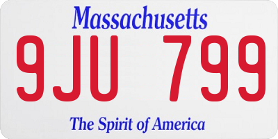 MA license plate 9JU799
