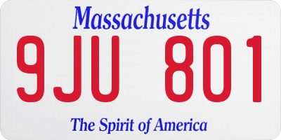 MA license plate 9JU801