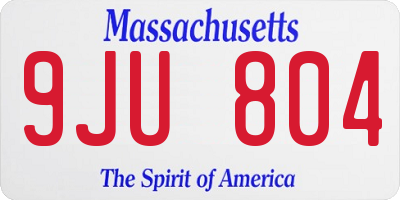 MA license plate 9JU804