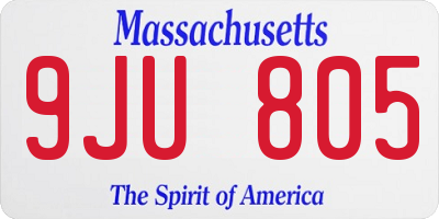 MA license plate 9JU805