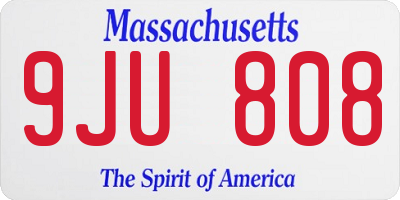 MA license plate 9JU808
