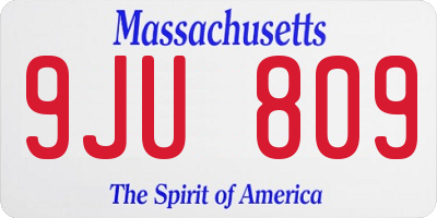 MA license plate 9JU809
