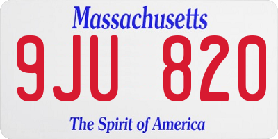 MA license plate 9JU820