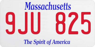 MA license plate 9JU825